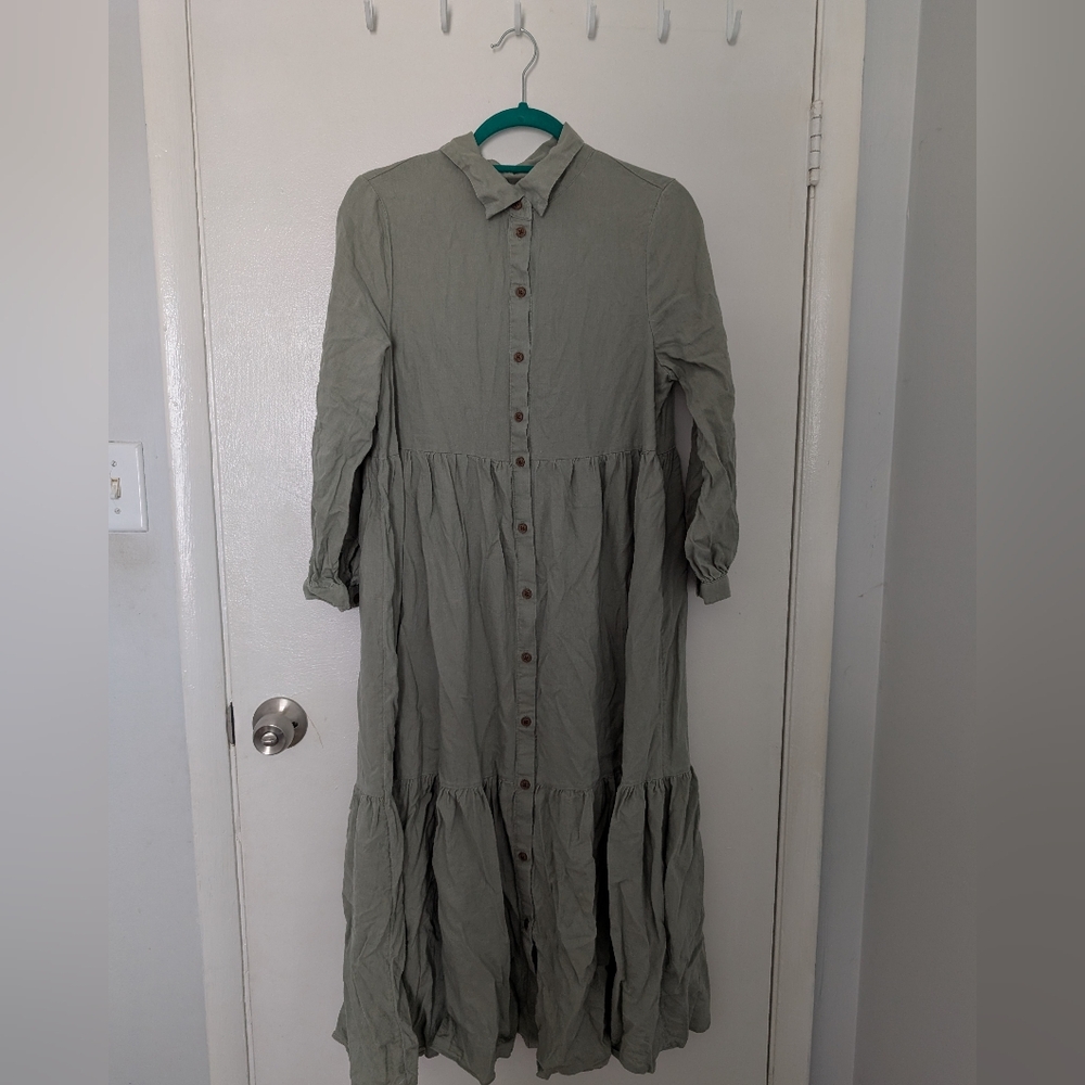Linen Midi Shirtdress